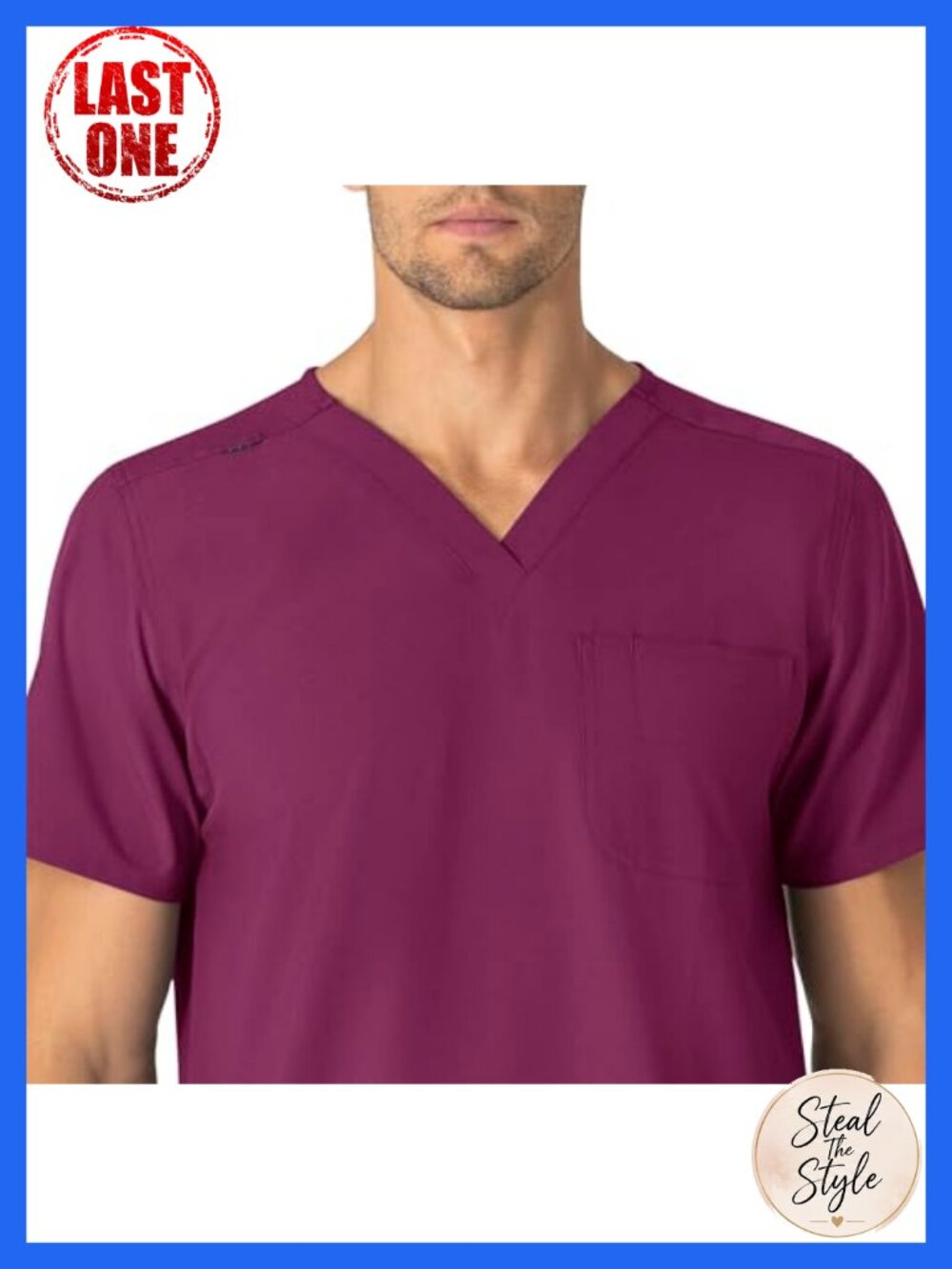 Unisex V-Neck Scrub Top 6 Pockets Stretch Medical Workwear - Picture 3 of 6